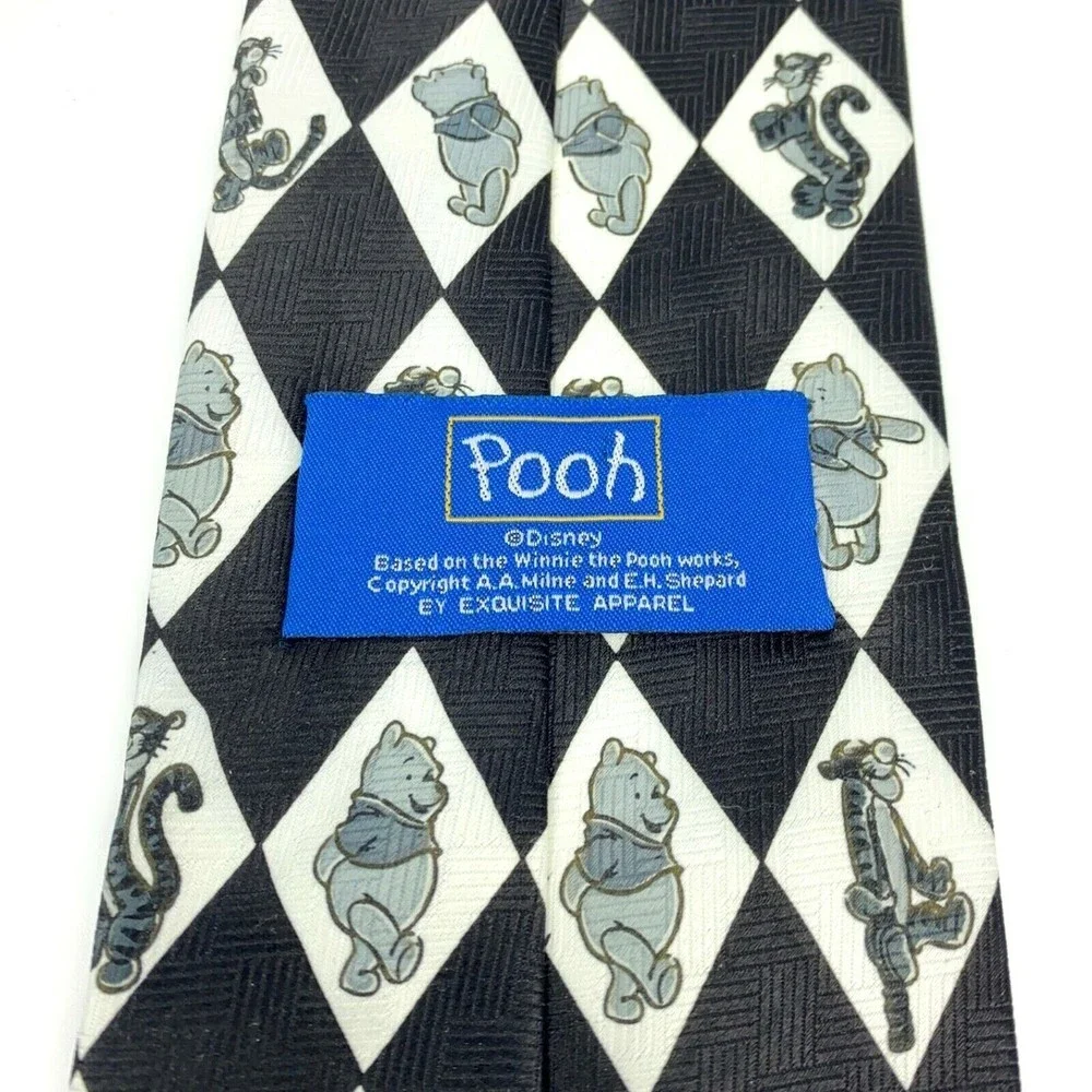 Winnie the Pooh DISNEY Off White & Black POOH & TIGER Polyester Necktie KOREA